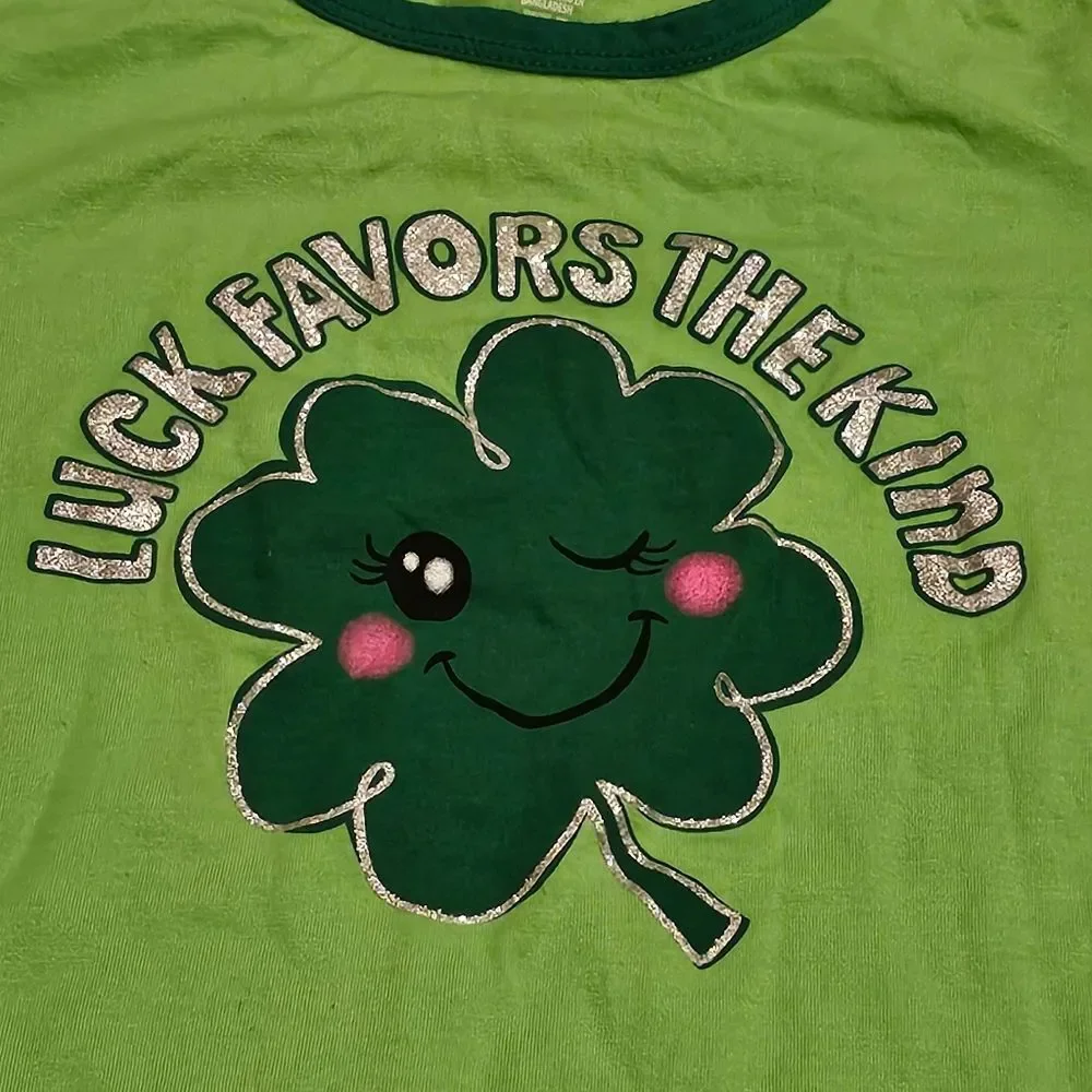 Way To Celebrate St. Patricks Day “Luck Favors The Kind” Green T Shirt Sz 14/16
